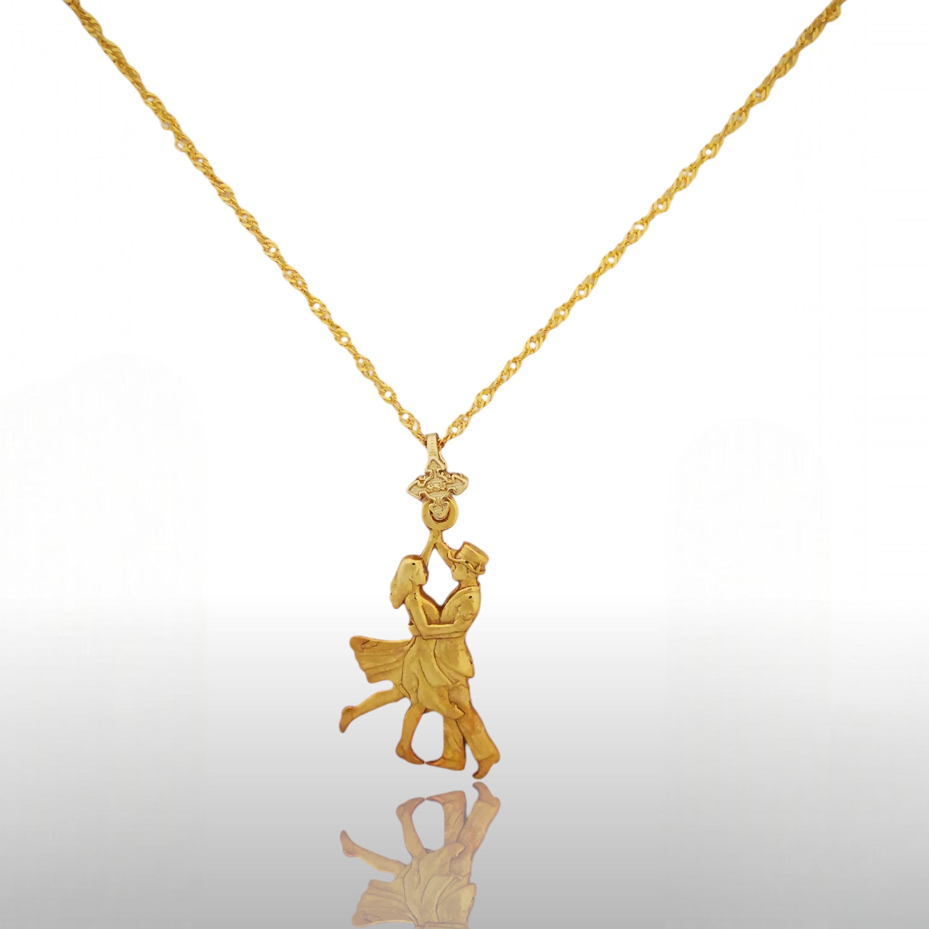 Tango Jewelry Pendant for Women – Gold-Plated 925 Silver Gift – Latin Dance Sports Accessory for Ballroom Dancers – Necklace