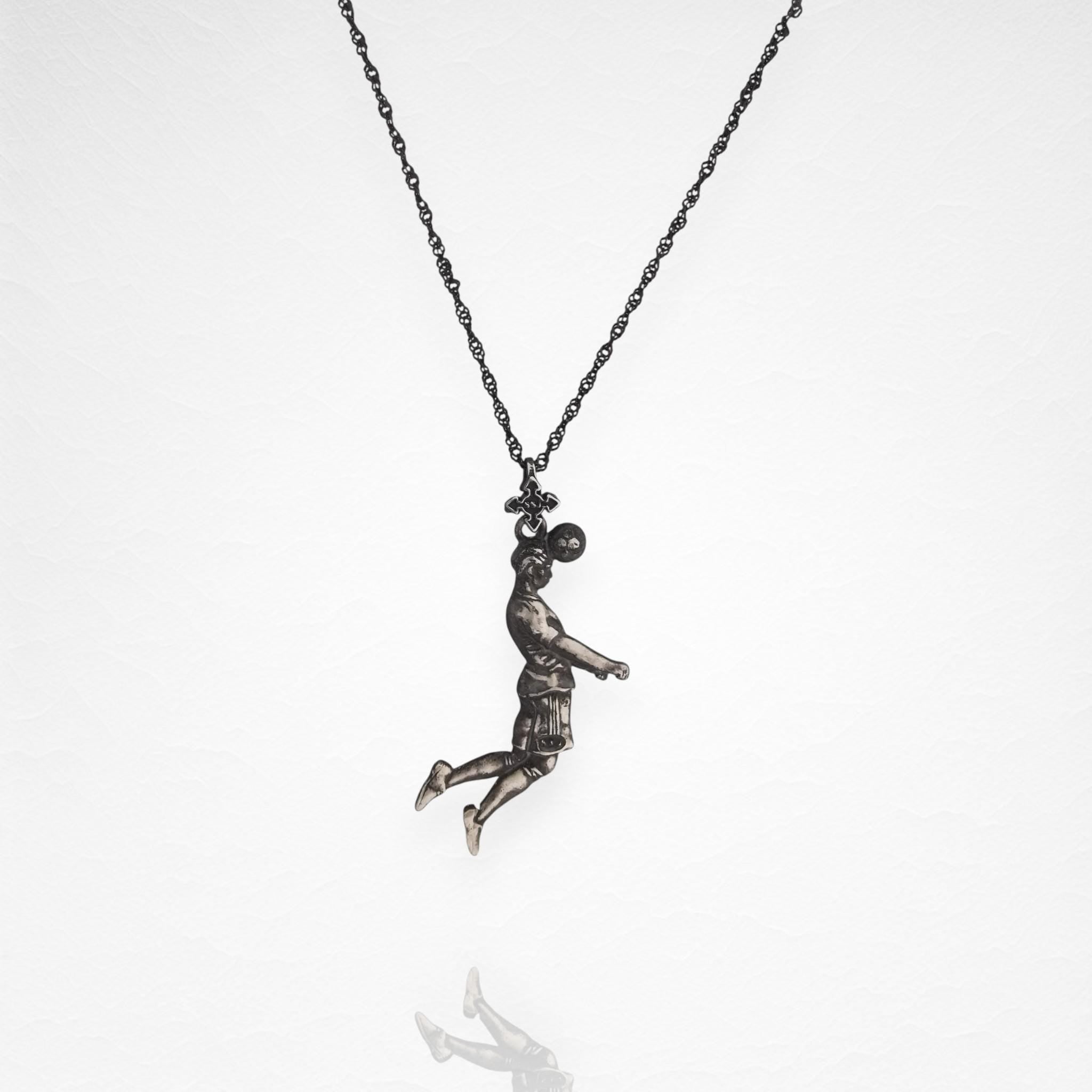 Football (Soccer) Jewelry Pendant for Men – Vintage Style 925 Silver Gift – Header Shot Charm for Players – Necklace