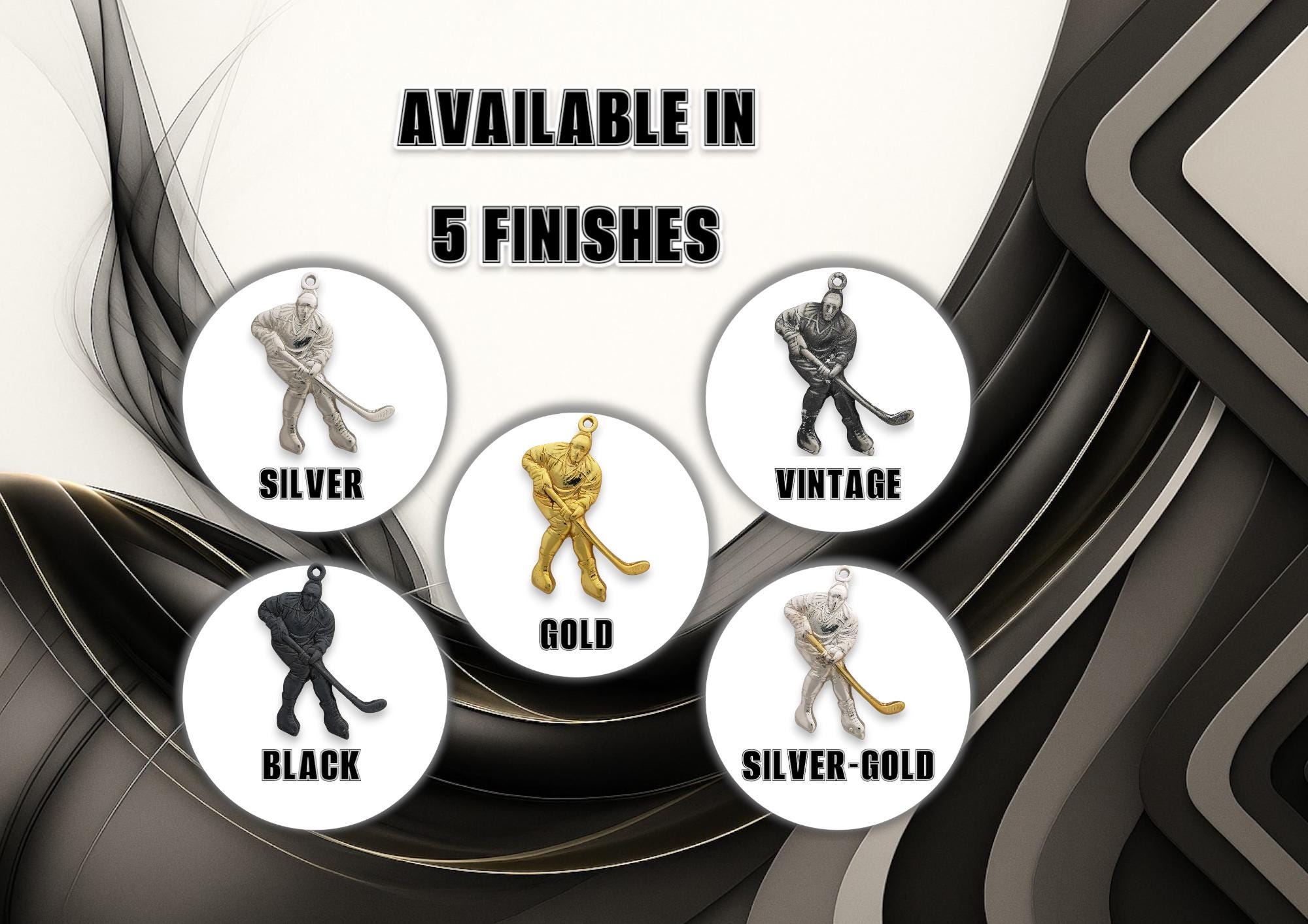 Ice Hockey Jewelry Pendant for Men – 925 Silver with Partial Gold Plating – Handcrafted Sport Charm for Players – Necklace