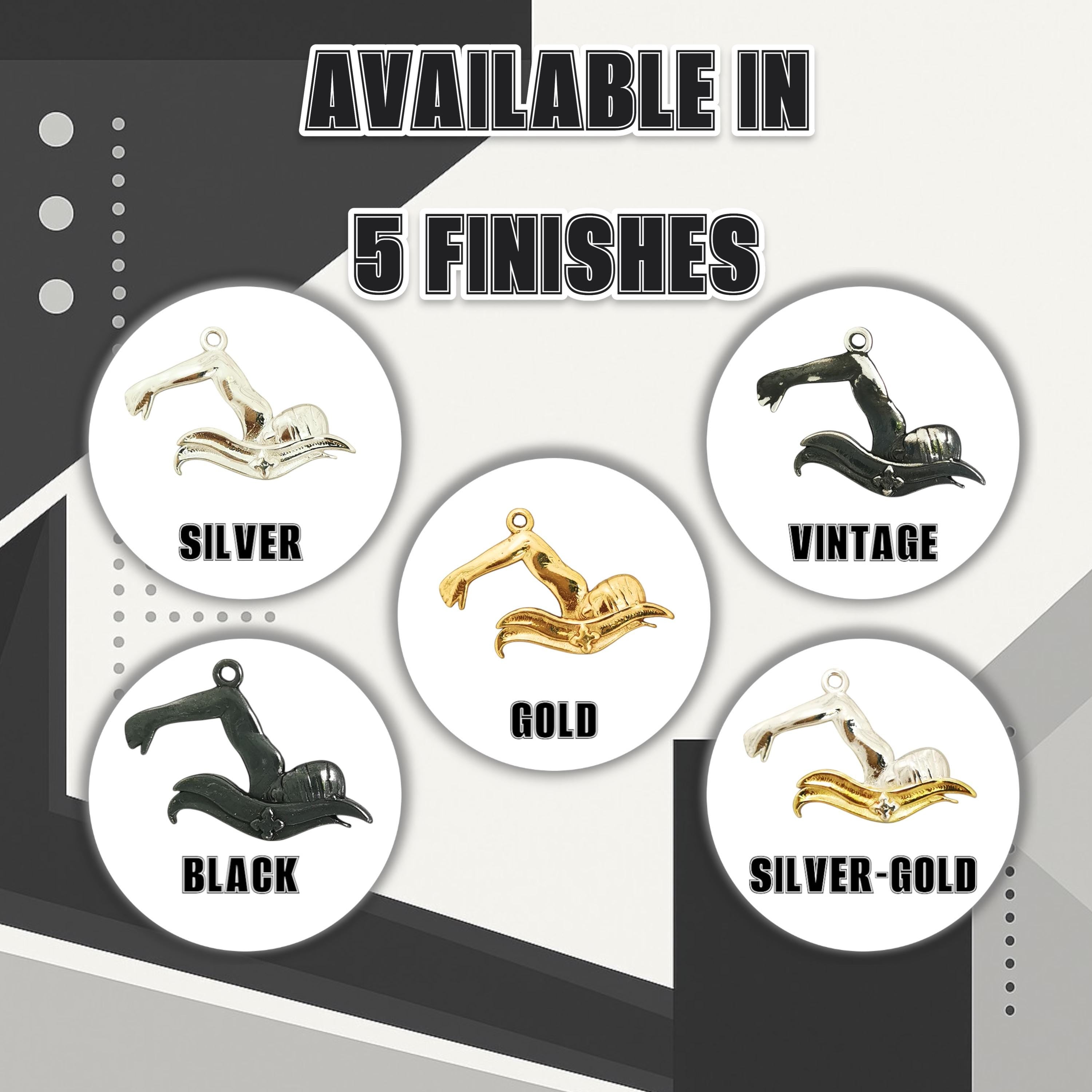 Swimming Jewelry Pendant for Men and Teen Boys – Oxidized Black 925 Silver Gift – Sports Accessory for Breaststroke Swimmers – Necklace