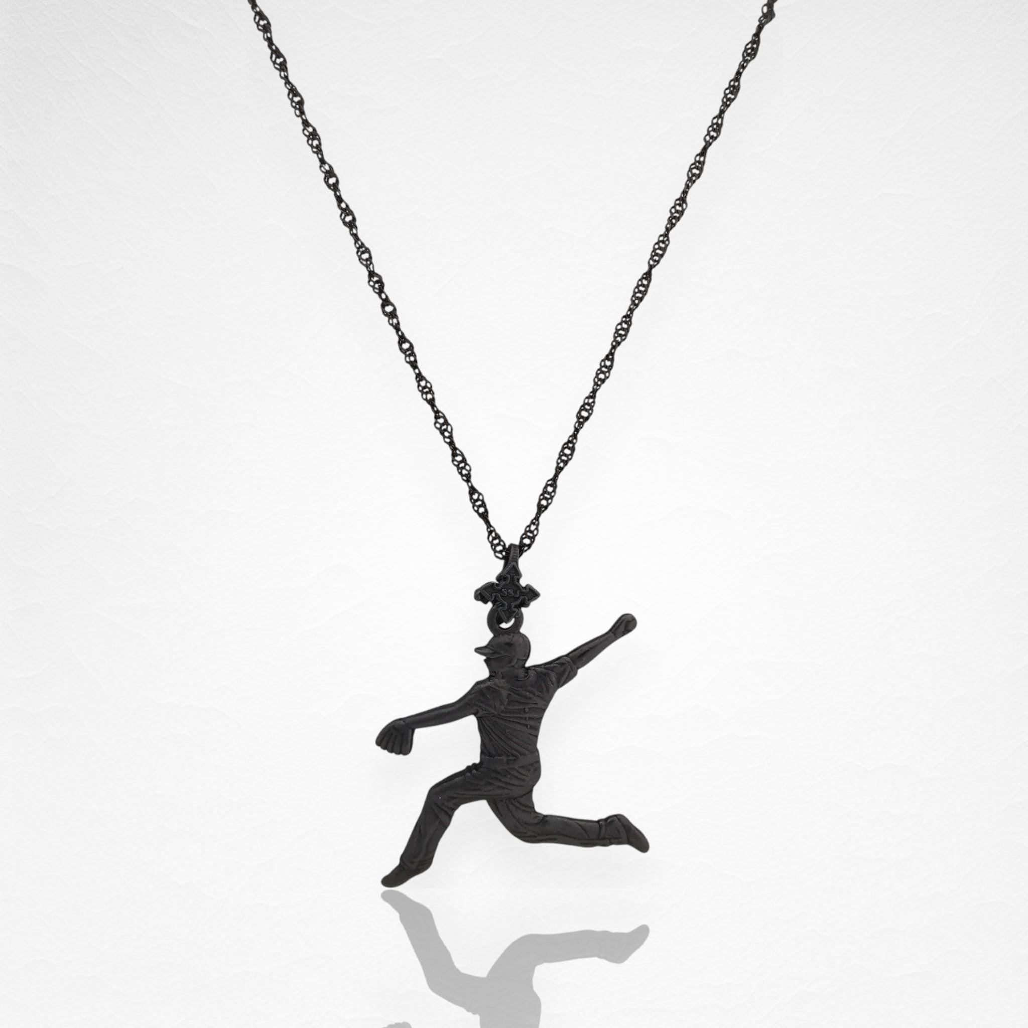 Baseball Jewelry Pendant for Men – Oxidized Black 925 Silver Gift – Handcrafted Sport Charm for Players & Pitchers – Necklace