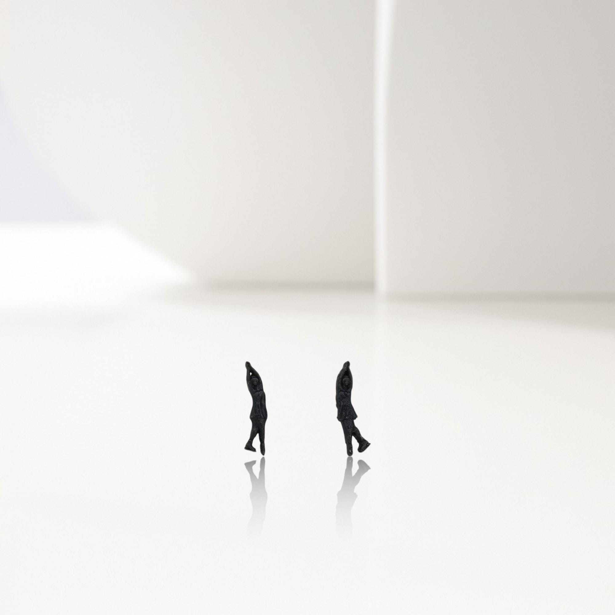 Figure Skating Stud Earrings Black Oxidized 925 Silver Jewelry for Women, Minimalist Gift for Skater, Coach or Athlete Small Sports Earrings