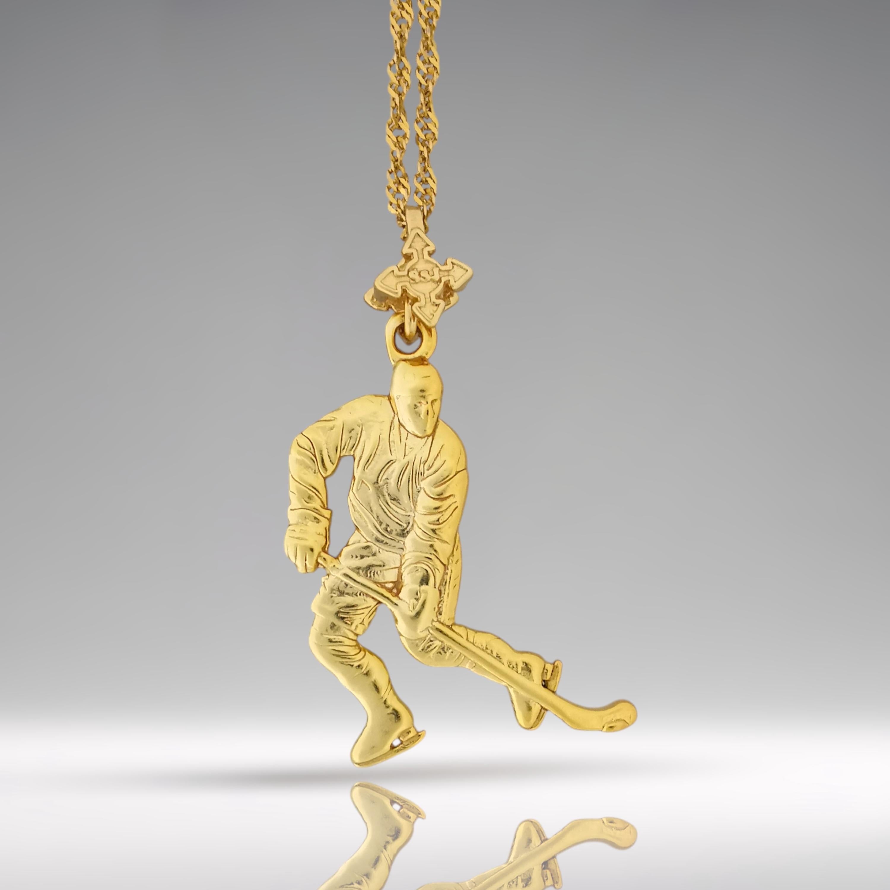 Ice Hockey Jewelry Pendant for Men – Gold-Plated 925 Silver Gift – Handcrafted Sports Accessory for Players and Coaches – Necklace