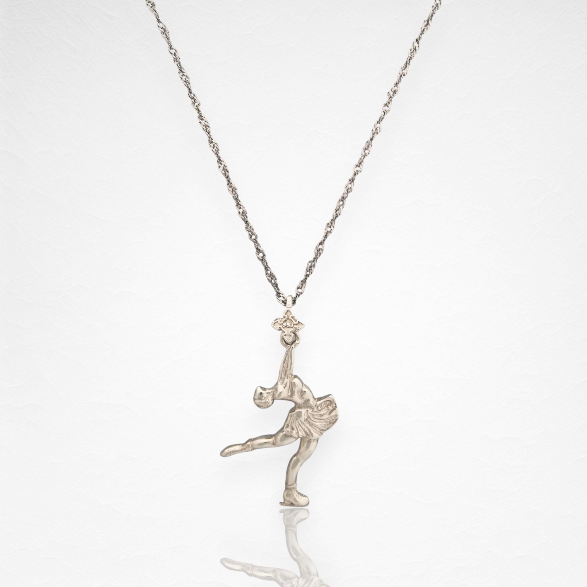 Figure Skating Jewelry Pendant for Women – Classic Silver 925 Gift – Handcrafted Sport Charm for Ladies on Ice – Necklace