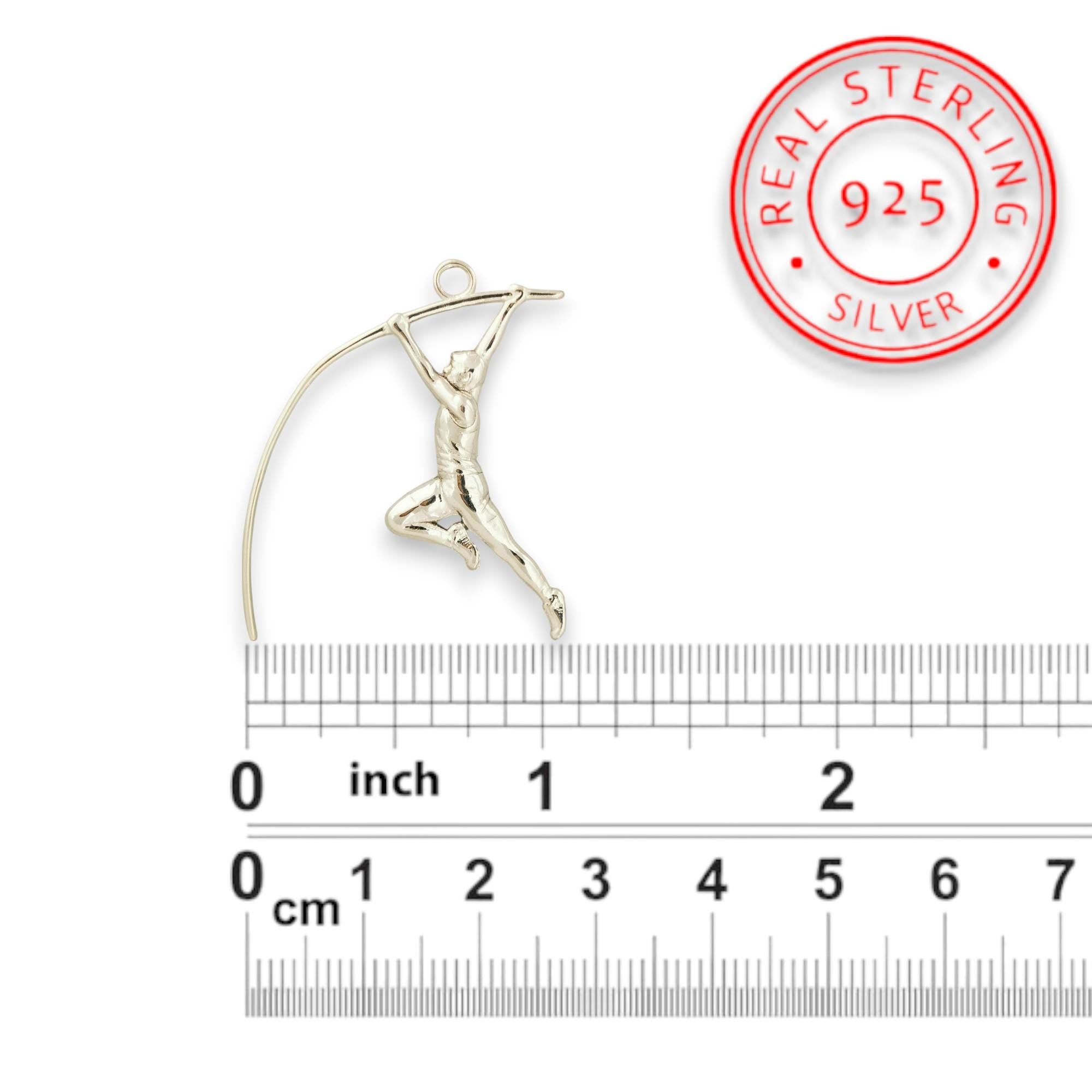 Pole Vault Pendant for Men – 925 Sterling Silver Sports Jewelry – Track and Field Necklace Gift for Athlete, Coach or Competition Day