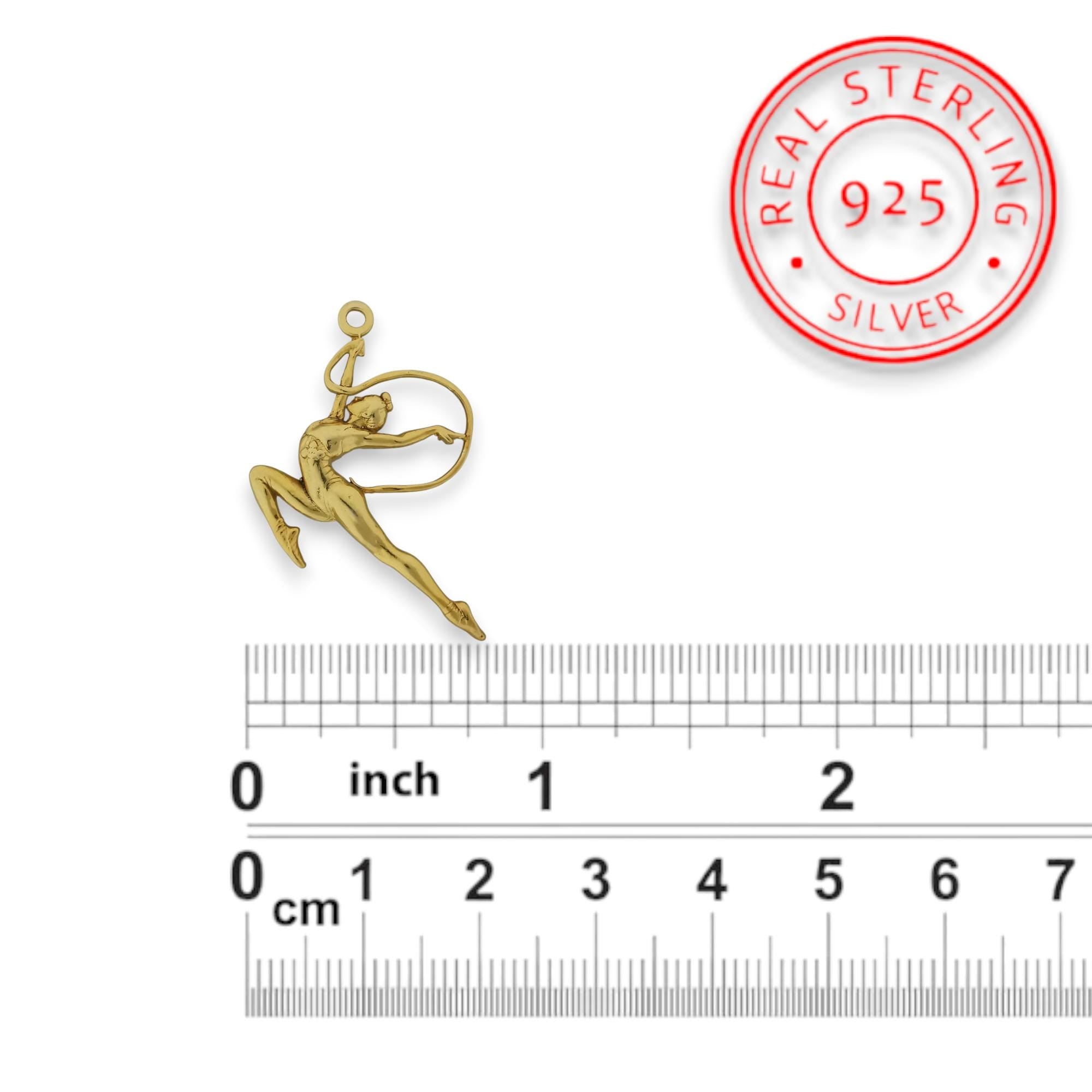 Rhythmic Gymnastics Jewelry Pendant for Girls – Gold-Plated 925 Silver Sports Gift – Handcrafted Charm for Dancers & Athletes – Necklace