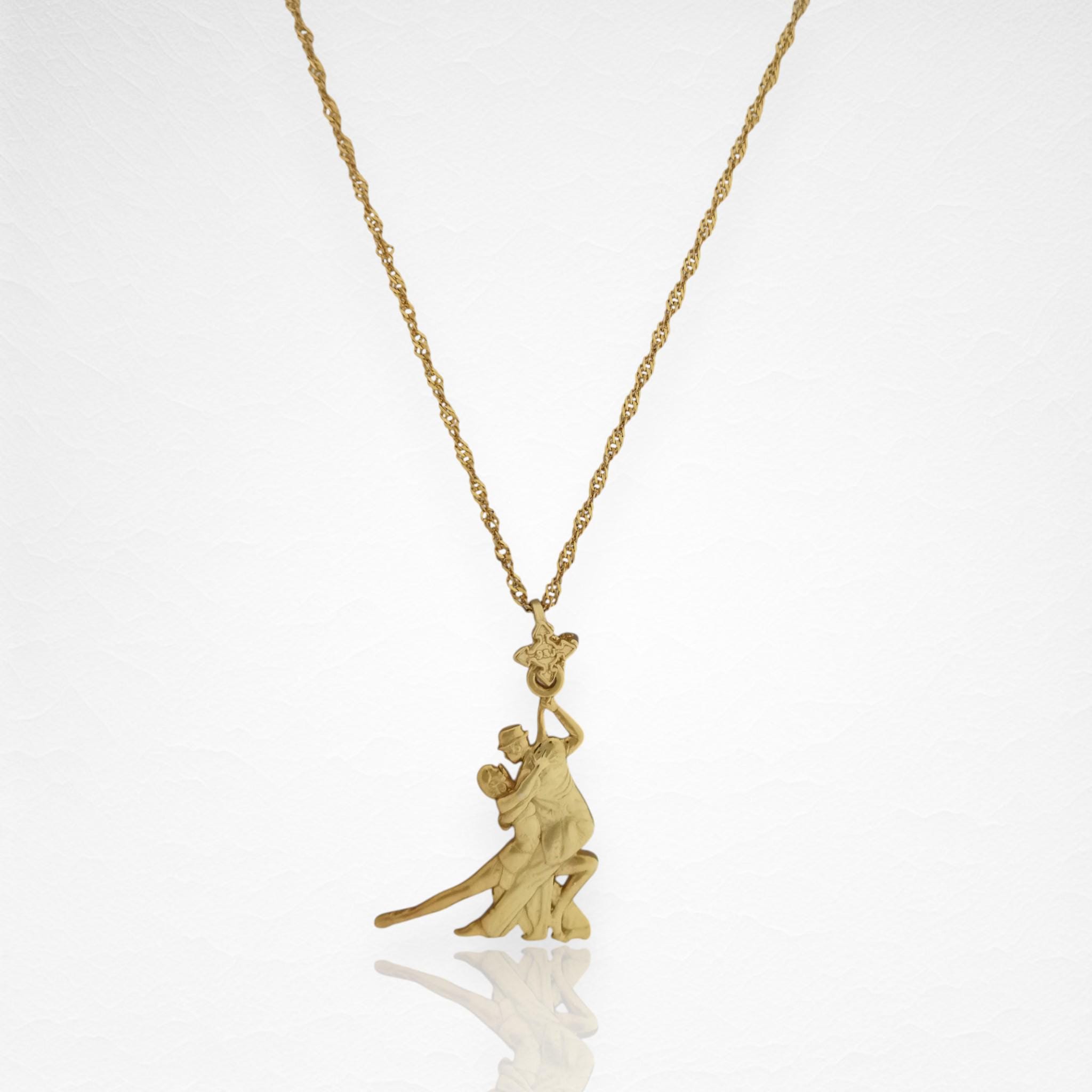 Dance Jewelry Pendant for Women – Gold-Plated 925 Silver Gift – Tango Salsa Sports Charm for Couples, Dancers & Artists – Necklace