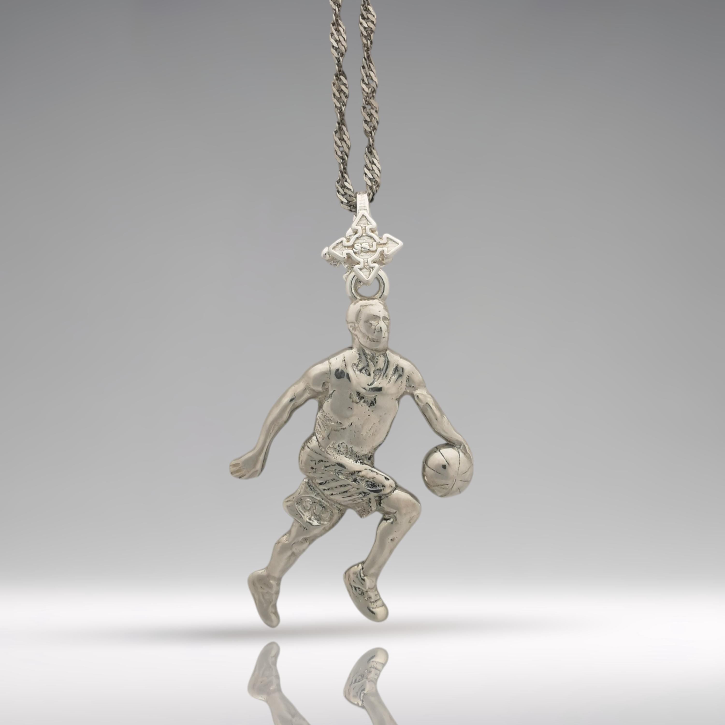 Basketball Jewelry Pendant for Men – Classic Silver 925 Gift – Handcrafted Sports Charm for Players and Collectors – Necklace